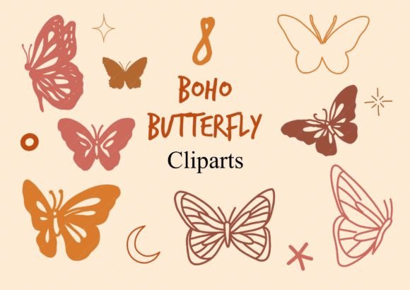 Download Boho Butterfly Cliparts - Premium Bundle
