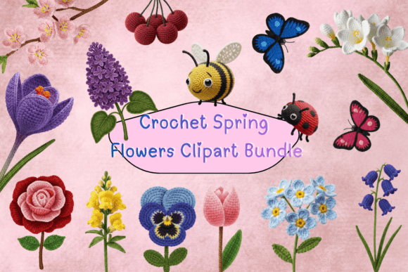 Download Crochet Spring Flowers Clipart Bundle - Premium Resources