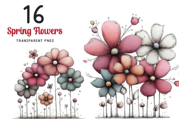 Download Whimsical Spring Flowers Clipart - Spring flowers clipart Collection