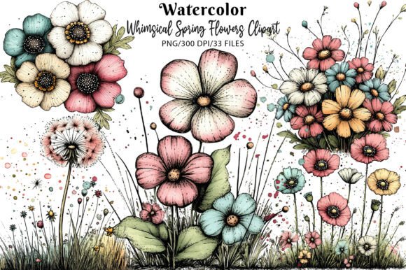 Download Whimsical Spring Flowers Clipart - Spring flowers clipart Collection